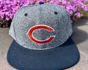 Vintage 90s Chicago Bears NFL Football New Era Salt & Pepper Snapback Hat USA One Size