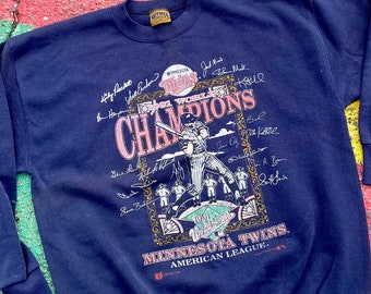 Vintage 1991 Minnesota Twins MLB Baseball World Series Champions 90s Nutmeg Graphic Crewneck Sweatshirt USA Size XL