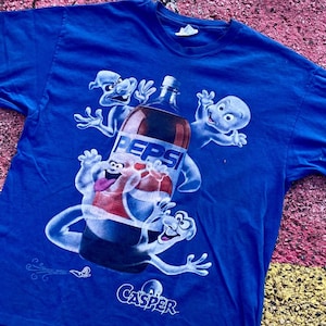 Vintage 1995 Casper the Friendly Ghost Pepsi Soda Movie Promo 90s Halloween Spooky Graphic Shirt USA Size XL