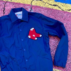 Vintage 80s Boston Red Sox MLB Baseball Alpha Sportswear Coaches Jacket Windbreaker USA Size M/L