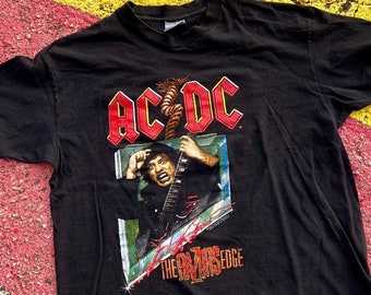 Vintage 90s Ac/dc the Razors Edge Tour Distressed T-shirt Size XL