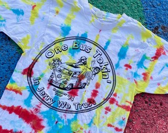 Vintage 1994 Grateful Dead RARE Summer Tour One Bus Tokin Tie Dye Lot Tee Graphic Shirt USA size Medium