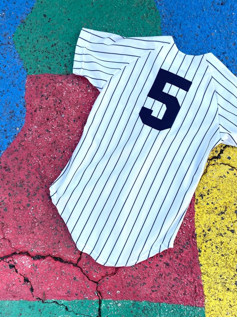 Vintage 70s80s Joe DiMaggio New York Yankees #5 Pinstripe Authentic Pro Cut Jersey Wilson Made in USA size 32