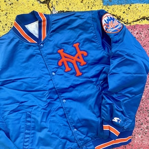 Vintage 80s 90s New York Mets Starter Satin MLB Baseball Bomber Jacket USA Size Large