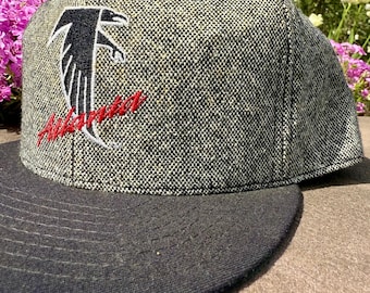 Vintage 90s Atlanta Falcons NFL Football New Era Salt & Pepper Snapback Hat One Size