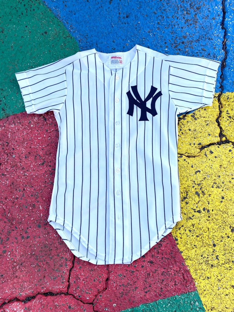 Vintage 70s80s Joe DiMaggio New York Yankees #5 Pinstripe Authentic Pro Cut Jersey Wilson Made in USA size 32