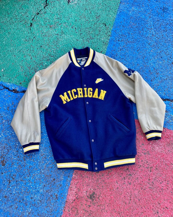 Vintage 90s 2000s University of Michigan Wolverines NCAA Collegiate College Team Nike Sportswear Leather Varsity Spellout Jacket Size XL Etsy UK