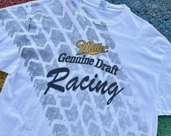 Vintage 90er Jahre Miller Genuine Draft Racing Nascar Bier Alkohol Promo Grafik-Shirt USA Größe 2XL