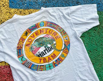 Vintage 90s Marlboro Adventure Team Gecko Lizard Maps Cigarette