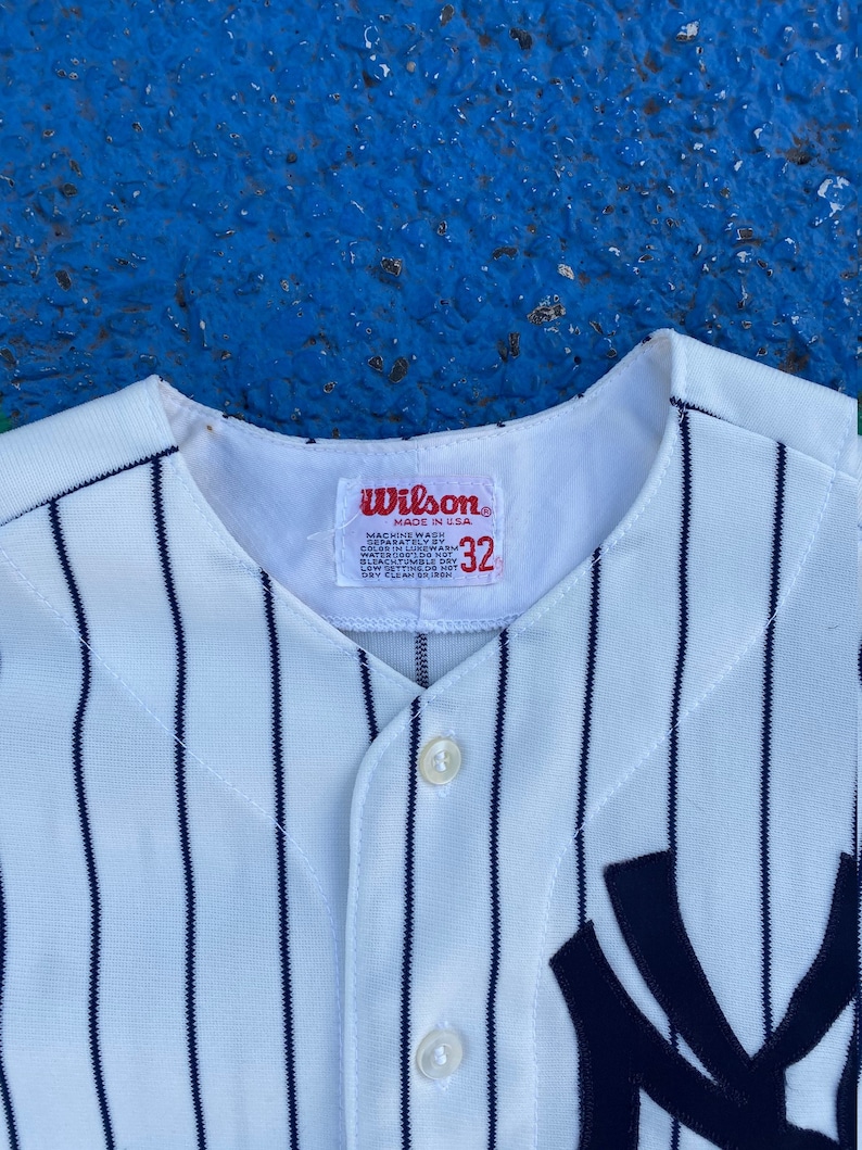 Vintage 70s80s Joe DiMaggio New York Yankees #5 Pinstripe Authentic Pro Cut Jersey Wilson Made in USA size 32