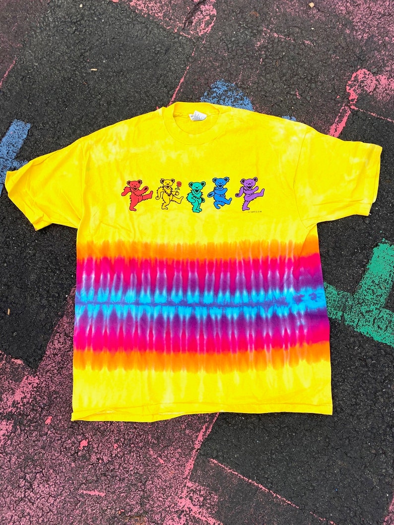 Vintage Grateful Dead 1985 Dancing Bears tie dye original shirt 80s band tour tee GDM USA size XL