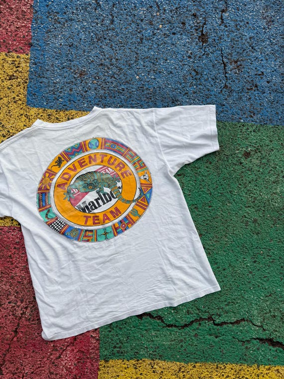 Vintage 90s Marlboro Adventure Team Gecko Lizard Maps Cigarette