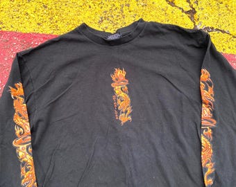 Vintage 90s/2000s Quiksilver Flame Dragon Long Sleeve Graphic 