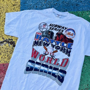 Vintage 2000 New York Yankees Mets MLB Baseball Subway Series World Series Battle of New York Graphic Shirt Size XL