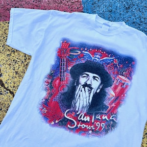 Vintage 1999 Carlos Santana Supernatural Mana Ozomatli Tour Rare Bootleg Graphic Shirt Size XL