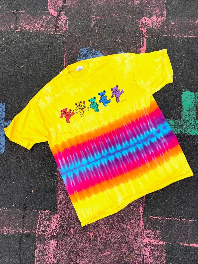 Vintage Grateful Dead 1985 Dancing Bears tie dye original shirt 80s band tour tee GDM USA size XL