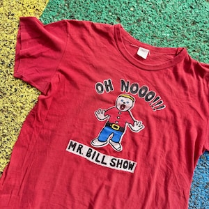 Camiseta vintage Mr. Bill Show Oh Nooo! SNL Saturday Night Live, animação em argila, desenho animado para TV, tamanho P/M, EUA