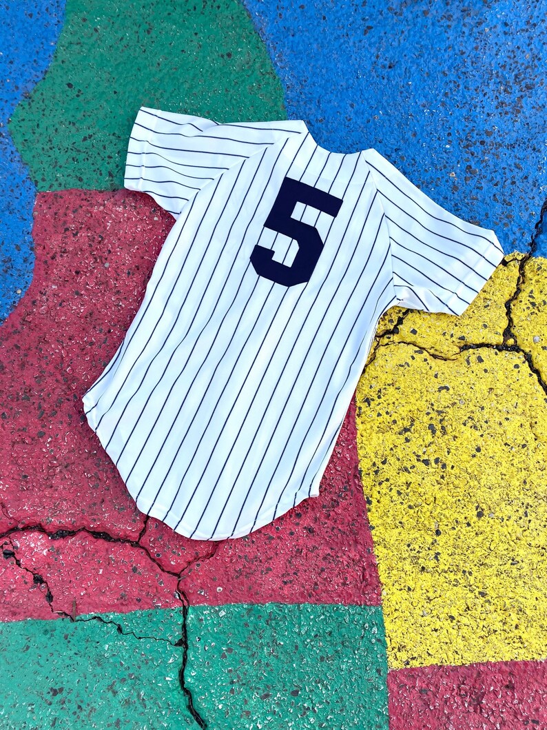 Vintage 70s80s Joe DiMaggio New York Yankees #5 Pinstripe Authentic Pro Cut Jersey Wilson Made in USA size 32