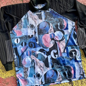 Vintage 90s UHLsport Soccer Football Goalkeeper Goalie Abstract Art Jersey Kit Top Size XXL