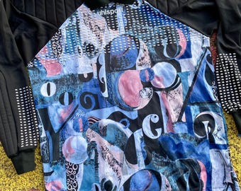 Camiseta de portero de fútbol UHLsport vintage de los años 90 con arte abstracto, talla XXL