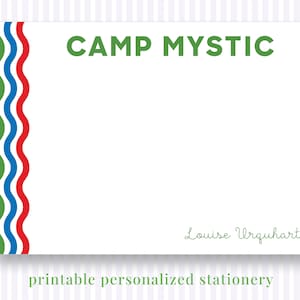 Druckbare personalisierte Camp Mystic Stationery - Kringel