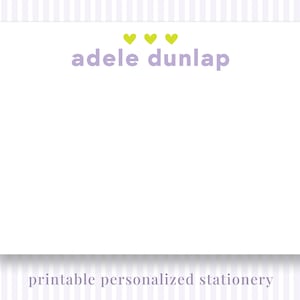 Printable Personalized Stationery - Chartreus Hearts