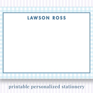 Personalisiertes Briefpapier zum Ausdrucken - Blau Gingham