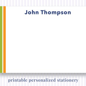 Printable Personalized Stationery - Multicolor Lines