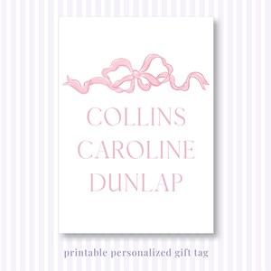 Printable Personalized Baby Girl Bow Gift Tags or Stickers