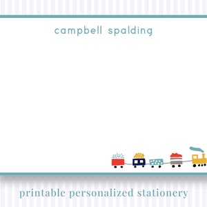 Printable Personalized Stationery - Trains