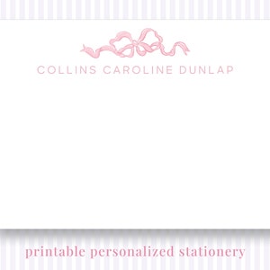 Printable Personalized Stationery - Baby Girl Bow
