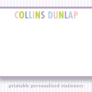 Printable Personalized Stationery - Multicolor Letters