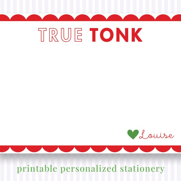Printable Personalized Camp Mystic True Tonk Stationery