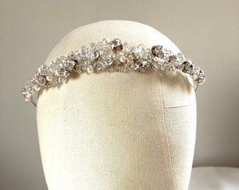 Swarovski Crystal Diamanté Rhinestone & Pearl Tiara Wedding Tiara Alice Band Wedding Jewellery Brides Bridemaid