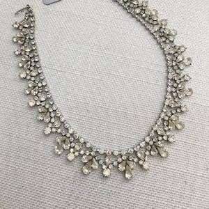 Vintage Diamanté Crystal Rhinestone Necklace Choker Neck Chain Pendant