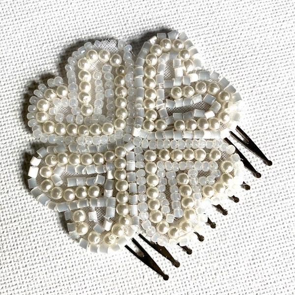 Cream & Ivory Pearl Hair Comb Hair Accessory Heart Design Brides Bridesmaid Prom Mother of the Bride