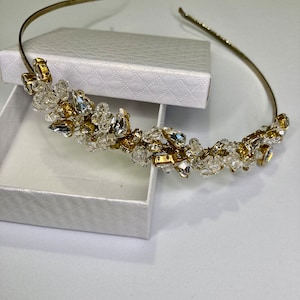 Vintage Gold Crystal Diamanté Rhinestone Tiara Hairband Alice Band -  Brides Tiara Bridesmaid Tiara Brides Hair Band