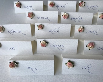 Personalised Handwritten Calligraphy Flower Place Cards Name Cards - Wedding Baby Shower Party