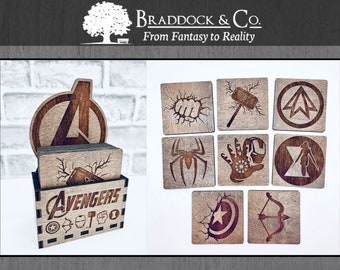 AVENGERS Wooden Coasters: Nerd Gift