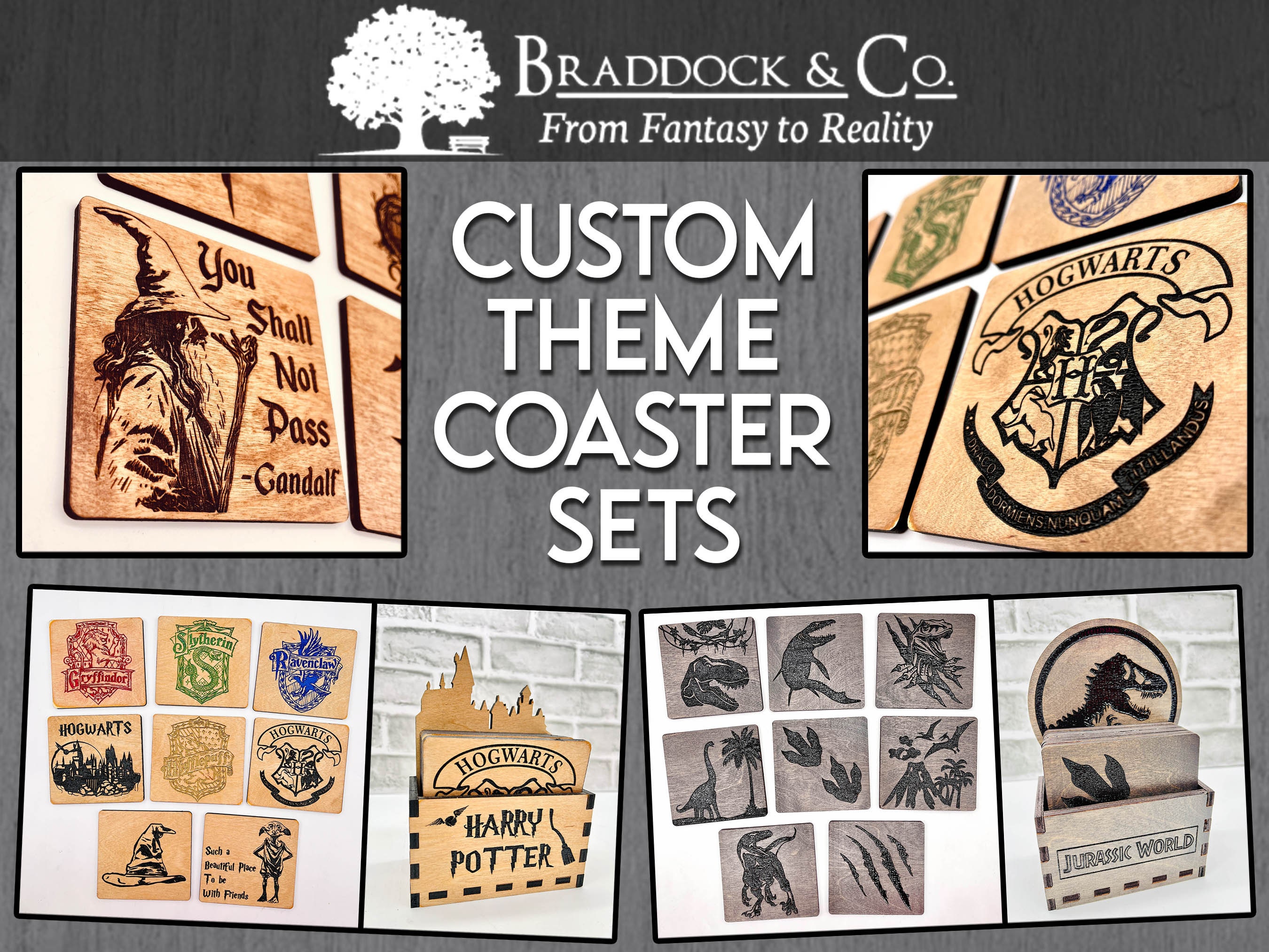 CUSTOM Theme Wooden Coasters: Nerd Gift