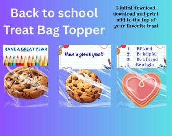 Back to School Treat Bag Toppers Printable First Day of School Tags Teacher Gift Bag Labels Christian School Favor PNG Download