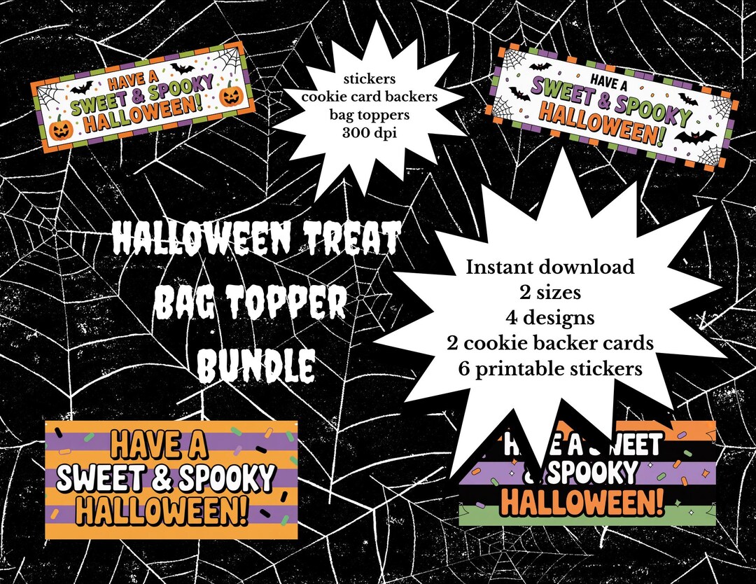 Printable Halloween Bag Toppers and Stickers Bundle Sweet & Spooky ...