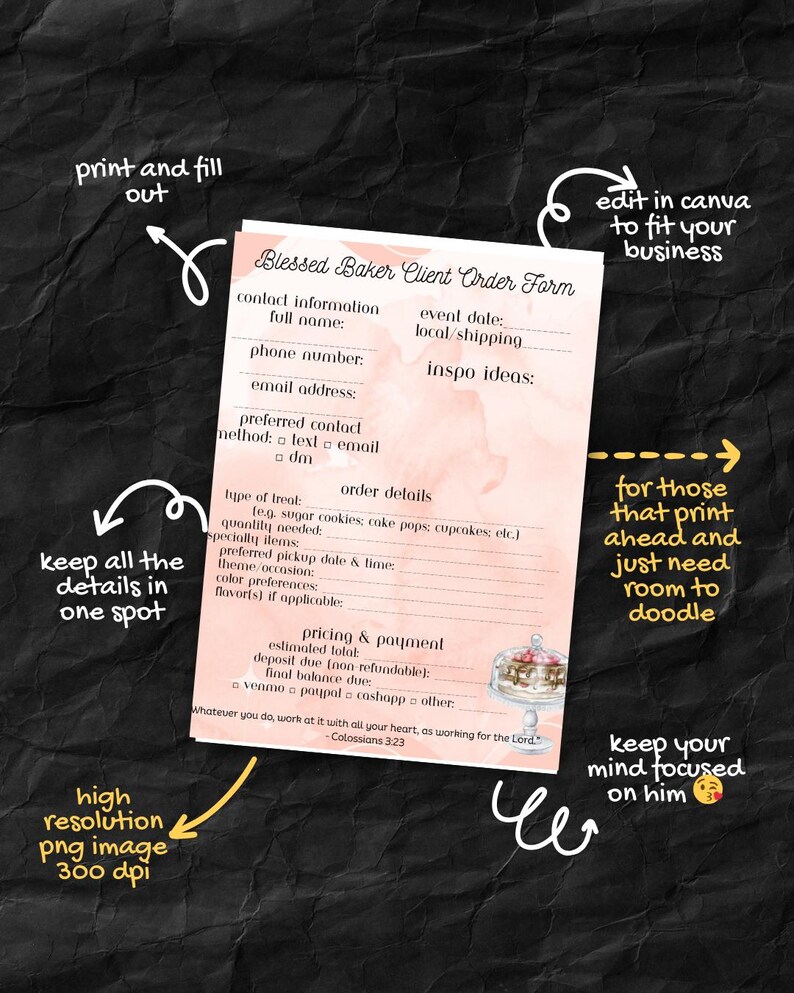 Bakery Order Form Bundle: Editable Canva Templates + Printable PDF - Etsy