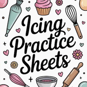 Royal Icing Practice Sheets – Printable Cookie Decorating Templates – Piping Practice for Cookie Classes & Beginners Instant Download