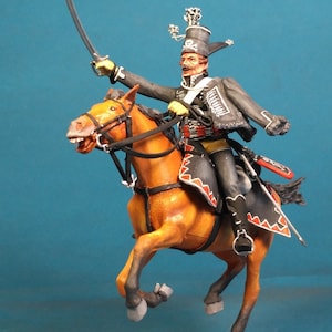 Sculptuurbeeldjes Schaal 1/30, Napoleontische miniatuursoldaten, Pruisische cavalerie, Handgemaakte speelgoedsoldaatjes, Goed met de hand geschilderde gemonteerde figuren