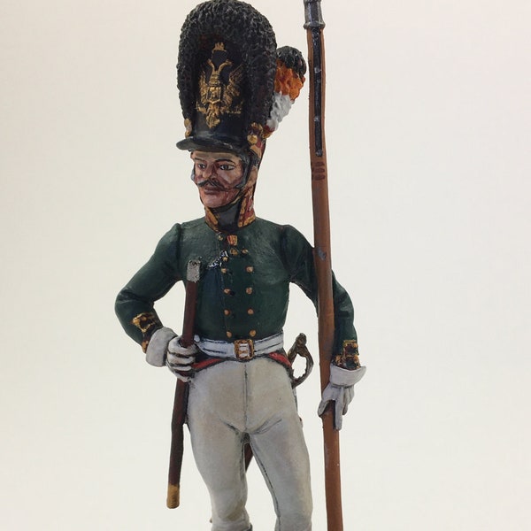 Napoleonic metal soldier 1/32 Scale, Napoleonic miniature, NCO of the Preobrazhensky Lifeguard Regiment, Painted tin soldier, Tin sculpture