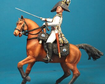 Napoleonic miniature, Russian Mounted staff, Napoleonic painted figure 1/30 Scale 60 mm, Napoleonic toy soldier, Tin sculpture VID SOLDIERS