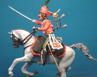 Legion Lombarda mounted Chasseur, Napoleonic soldier 1/30 Scale, Painted tin soldier, Napoleonic figure, Napoleonic miniature VID SOLDIERS