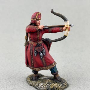 Female Scythian Warrior, Collectible figure 54 mm, Archer statue, Painted miniature tin toy soldier, Metal sculpture, Archer woman figurine