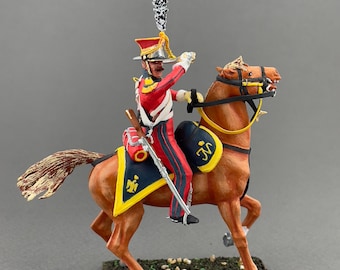 Napoleonic Red Lancers figure, Painted napoleonic miniature 1/30 Scale, Metal toy soldier, Napoleonic figurine on horse VID SOLDIERS